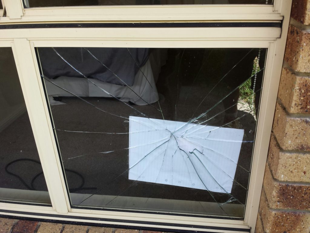 Picture of broken glass on a Lowlite panel